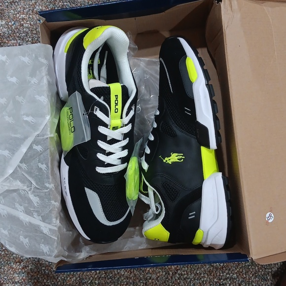 Polo Ralph lauren sneaker size 12,black/safe suede/air mesh Nwt/Nwb - Picture 5 of 5